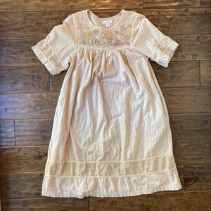 Go Softly Patio House Dress sz Small Beige 100% Cotton Floral